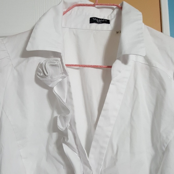 Tahari womens long sleeve white blouse  PM - Picture 3 of 3